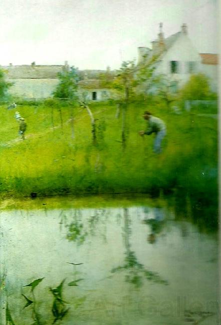 Carl Larsson gubben och nyplanteringen Norge oil painting art